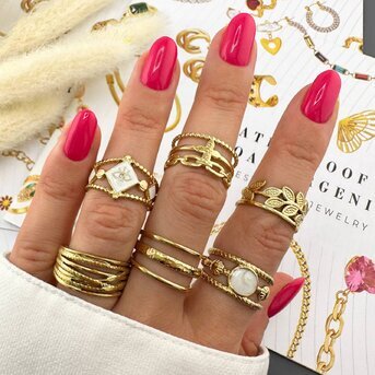Ring, 18K Gold Plated Steel