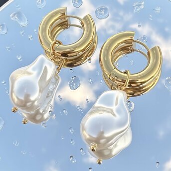 18K gold plated Stainless steel earrings, Intensity