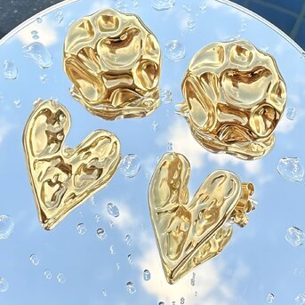 18K gold plated Stainless steel  "Hearts" earrings, Intensity