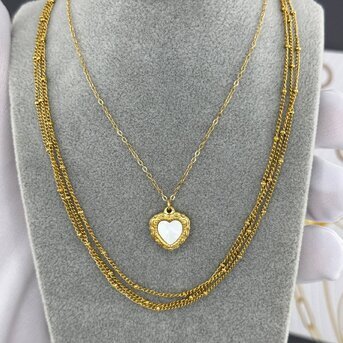 18K gold plated Stainless steel  "Hearts" necklace, Intensity