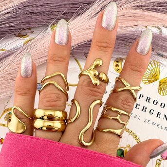 Ring, 18K Gold Plated Steel