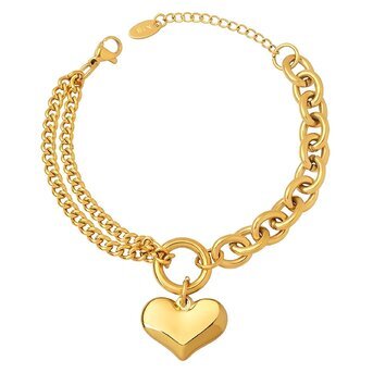 "Heart" Bracelet, 18K Gold Plated Steel