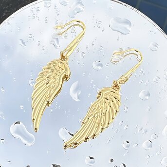 18K gold plated Stainless steel  "Feathers" earrings, Intensity