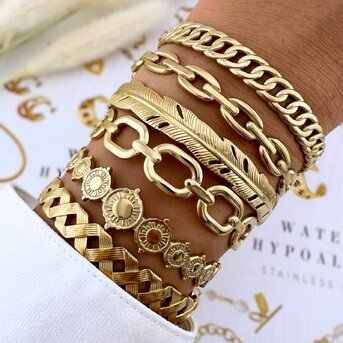 Bracelet, 18K Gold Plated Steel