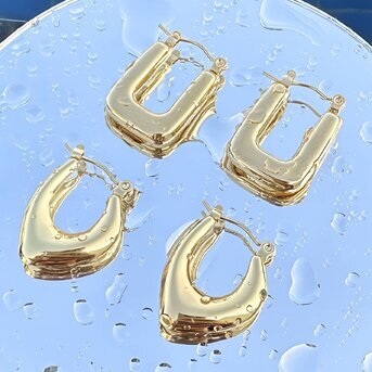 18K gold plated Stainless steel earrings, Intensity