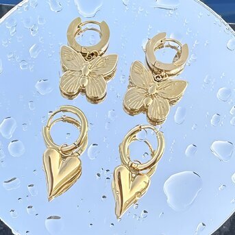 18K gold plated Stainless steel  "Hearts" earrings, Intensity