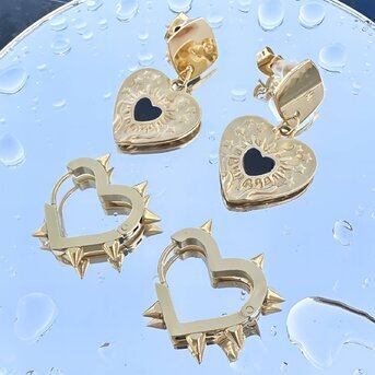 18K gold plated Stainless steel  "Heart" earrings, Intensity