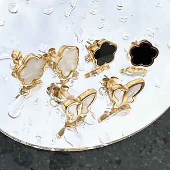 18K gold plated Stainless steel  "Flowers" earrings, Intensity