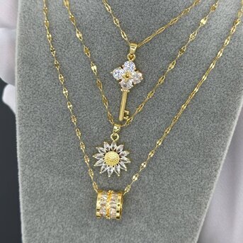 18K gold plated Stainless steel  "Flower" necklace, Intensity