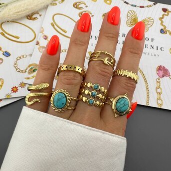 "Snakes" Ring, 18K Gold Plated Steel