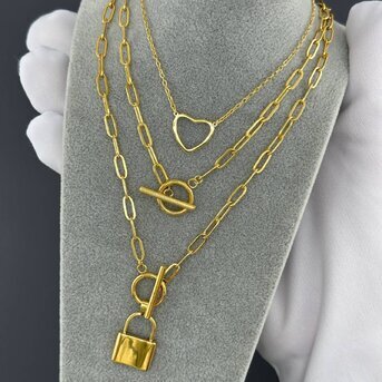 18K gold plated Stainless steel  "Lock" necklace, Intensity