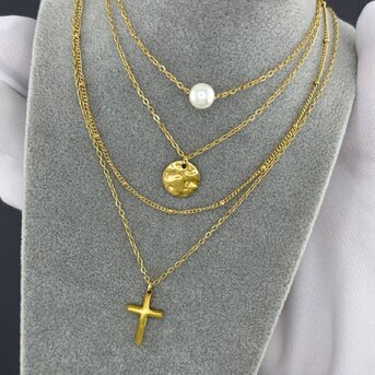 Necklace, 18K Gold Plated Steel