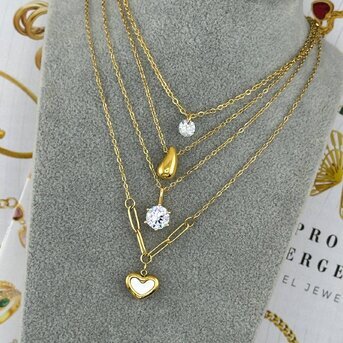 18K gold plated Stainless steel  "Hearts" necklace, Intensity