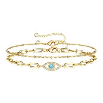 18K gold plated Stainless steel  "Evil Eye" bracelet, Intensity