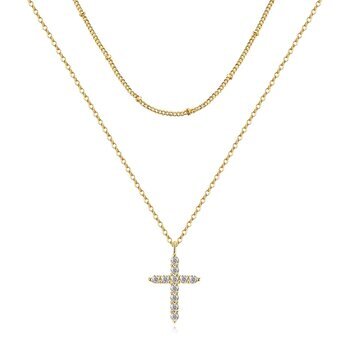 18K gold plated Stainless steel  "Crosses" necklace, Intensity