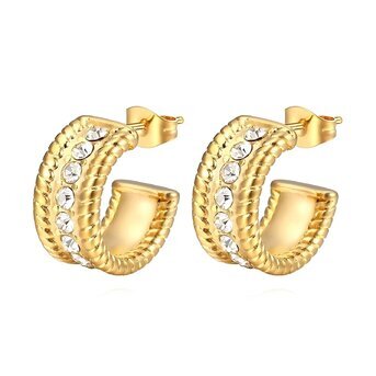Earrings, 18K Gold Plated Steel