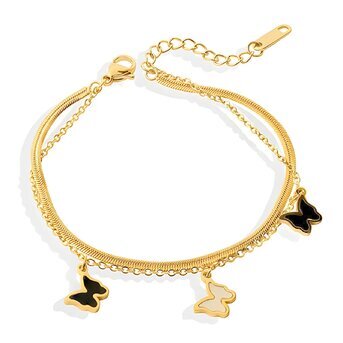 18K gold plated Stainless steel  "Butterflies" bracelet, Intensity