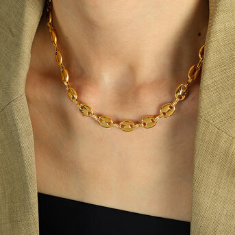 Necklace, 18K Gold Plated Steel