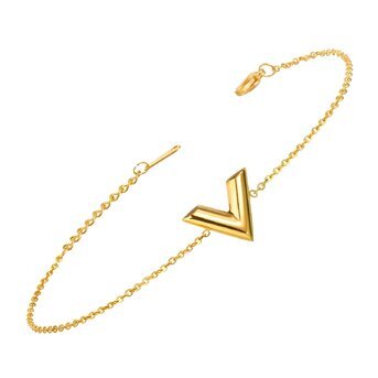 18K gold plated Stainless steel  "Letter "V"" bracelet, Intensity