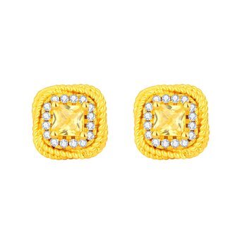 Earrings, 18K Gold Plated Brass
