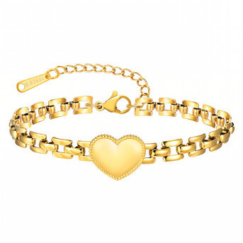 "Heart" Bracelet, 18K Gold Plated Steel