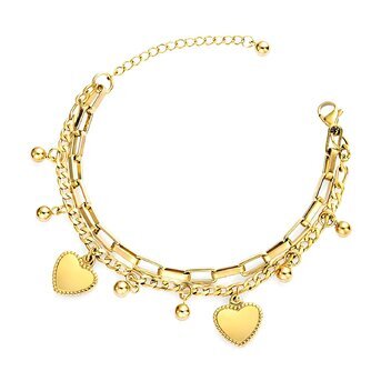 18K gold plated Stainless steel  "Hearts" bracelet, Intensity