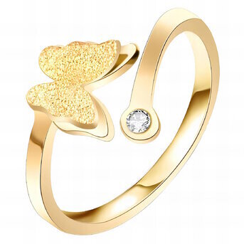 18K gold plated Stainless steel  "Butterfly" finger ring, Intensity