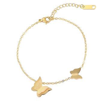 18K gold plated Stainless steel  "Butterflies" bracelet, Intensity