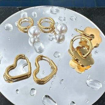 18K gold plated Stainless steel  "Hearts" earrings, Intensity