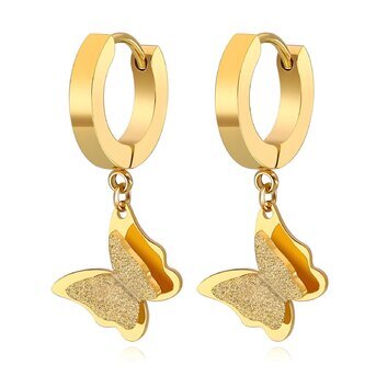 18K gold plated Stainless steel  "Butterflies" earrings, Intensity