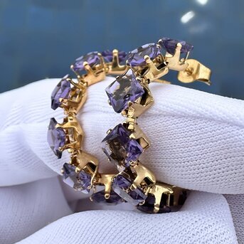 Earrings, 18K Gold Plated Steel