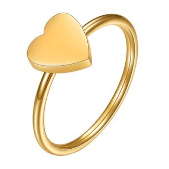 18K gold plated Stainless steel  "Heart" finger ring, Intensity