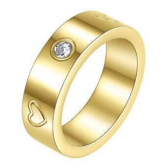 18K gold plated Stainless steel  "Hearts" finger ring, Intensity