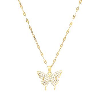 18K gold plated Stainless steel  "Butterfly" necklace, Intensity