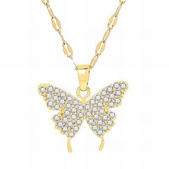 18K gold plated Stainless steel  "Butterfly" necklace, Intensity