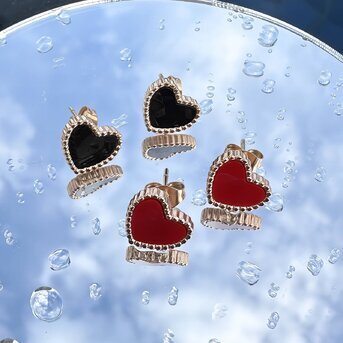 "Hearts" Earrings, 18K Gold Plated Steel