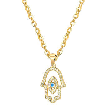 18K gold plated Stainless steel  "Evil Eye" necklace, Intensity