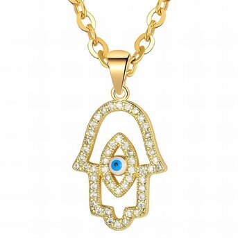 18K gold plated Stainless steel  "Evil Eye" necklace, Intensity