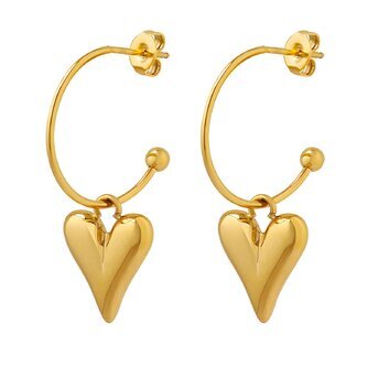 18K gold plated Stainless steel  "Hearts" earrings, Intensity