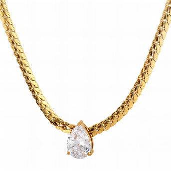 Necklace, 18K Gold Plated Steel