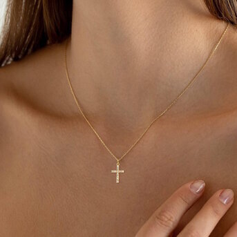 18K gold plated Stainless steel  "Crosses" necklace, Intensity