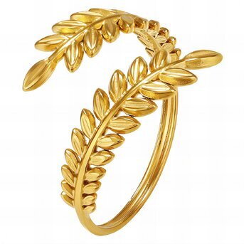 "Leaves" Ring, 18K Gold Plated Steel