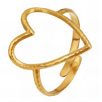 18K gold plated Stainless steel  "Heart" finger ring, Intensity