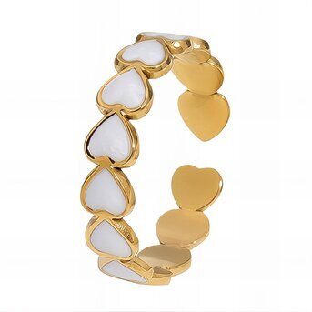 18K gold plated Stainless steel  "Hearts" finger ring, Intensity