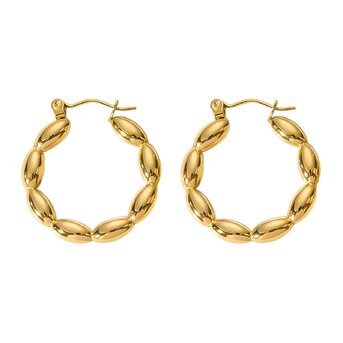 Earrings, 18K Gold Plated Steel