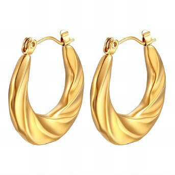 Earrings, 18K Gold Plated Steel