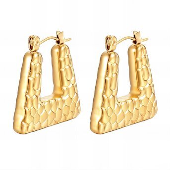 Earrings, 18K Gold Plated Steel