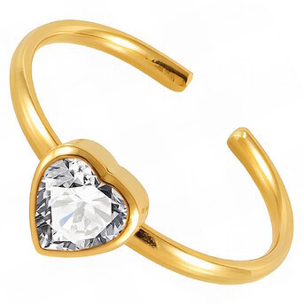 18K gold plated Stainless steel  "Heart" finger ring, Intensity