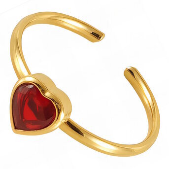 18K gold plated Stainless steel  "Heart" finger ring, Intensity