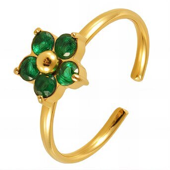 18K gold plated Stainless steel  "Flower" finger ring, Intensity